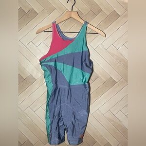 Vintage Alitta teal‎ and hot pink workout jumpsuit size 4